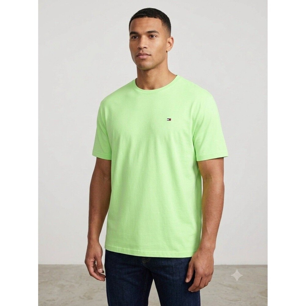 Tommy Hilfiger Mens Shirt Short Sleeve Flag Logo Lime Green XXL NWT